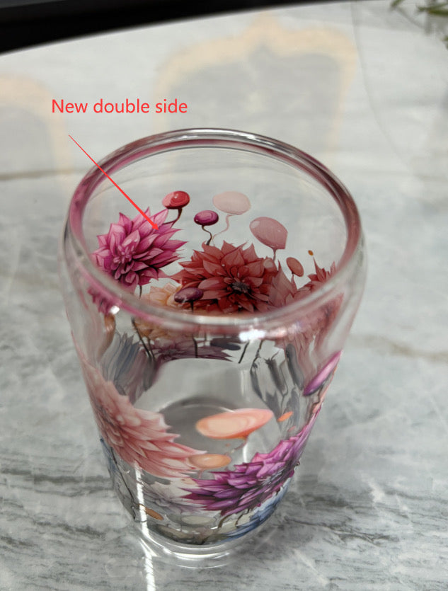 New Trend Double Side UV DTF Sticker Wraps for 16oz Glass Cans