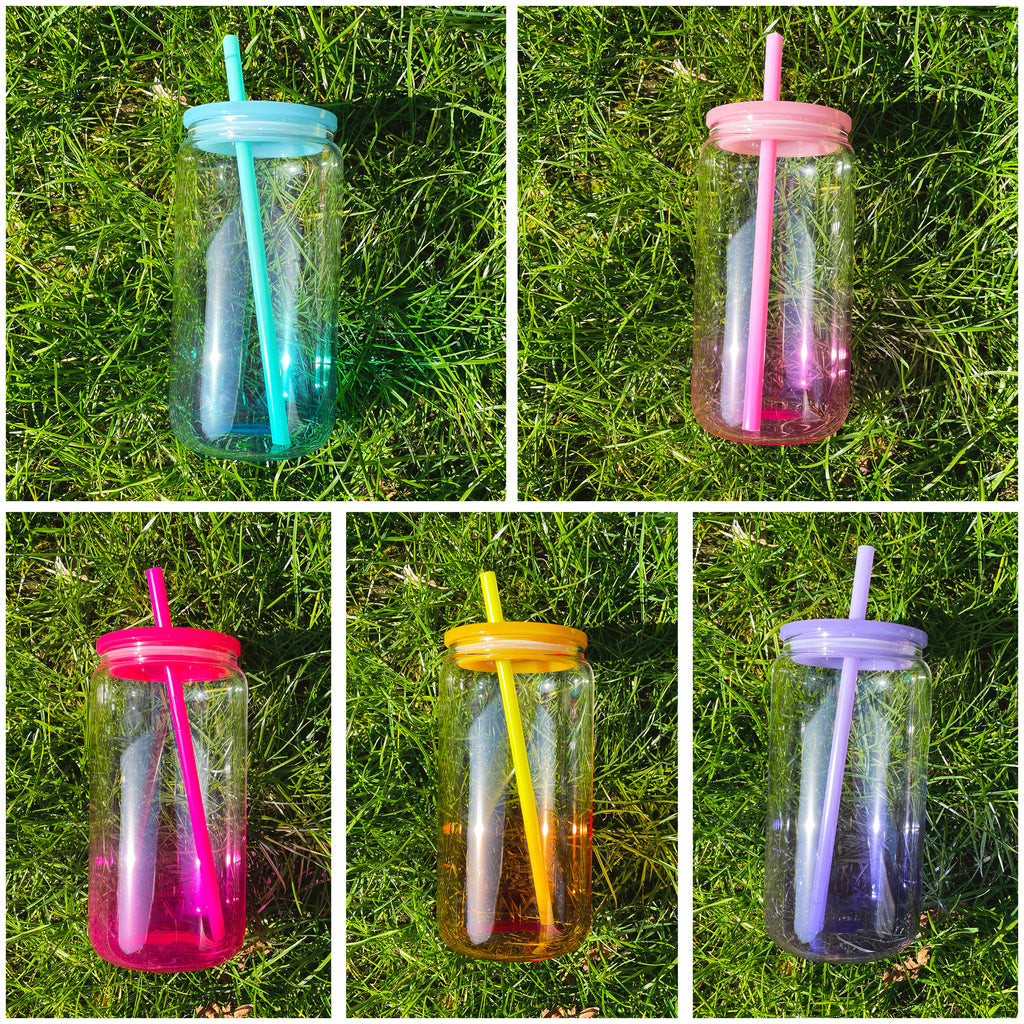 16oz Jelly Ombre Gradient Color Glass Cup Sublimation Blanks