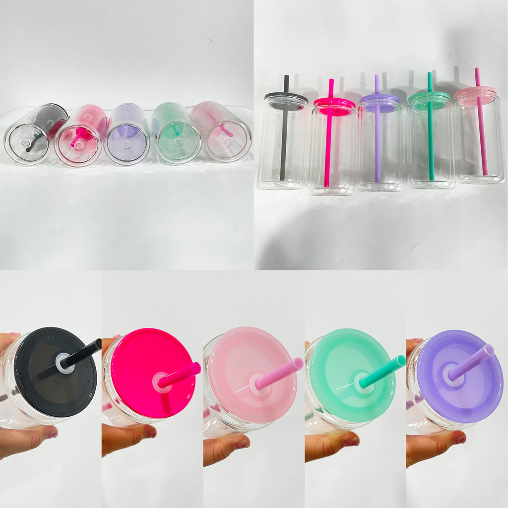 12oz/16oz Snow Globe Jelly Ombre Double Wall Glass Can Pre Drilled Sublimation Blanks
