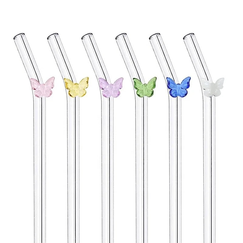 Butterfly Bent Glass Straws for Glass Cans