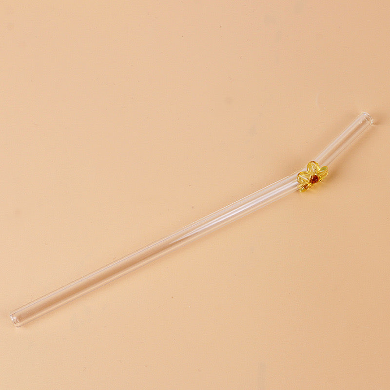 Flower Bent Glass Straws for Glass Cans
