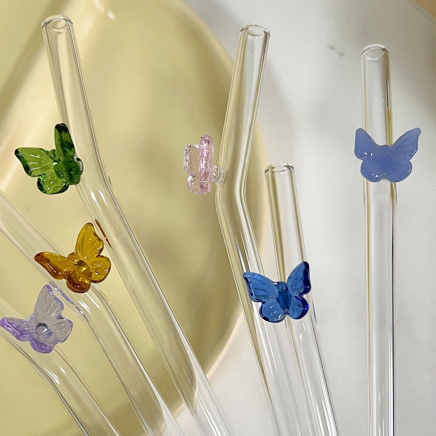 Butterfly Bent Glass Straws for Glass Cans