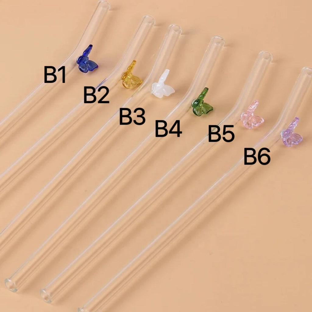 Butterfly Bent Glass Straws for Glass Cans