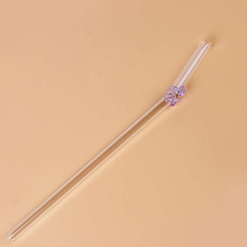 Flower Bent Glass Straws for Glass Cans