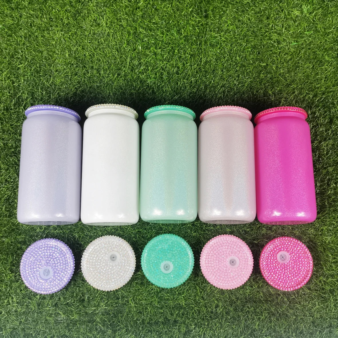 Rhinestone Bling Lids for 16oz Glass Can