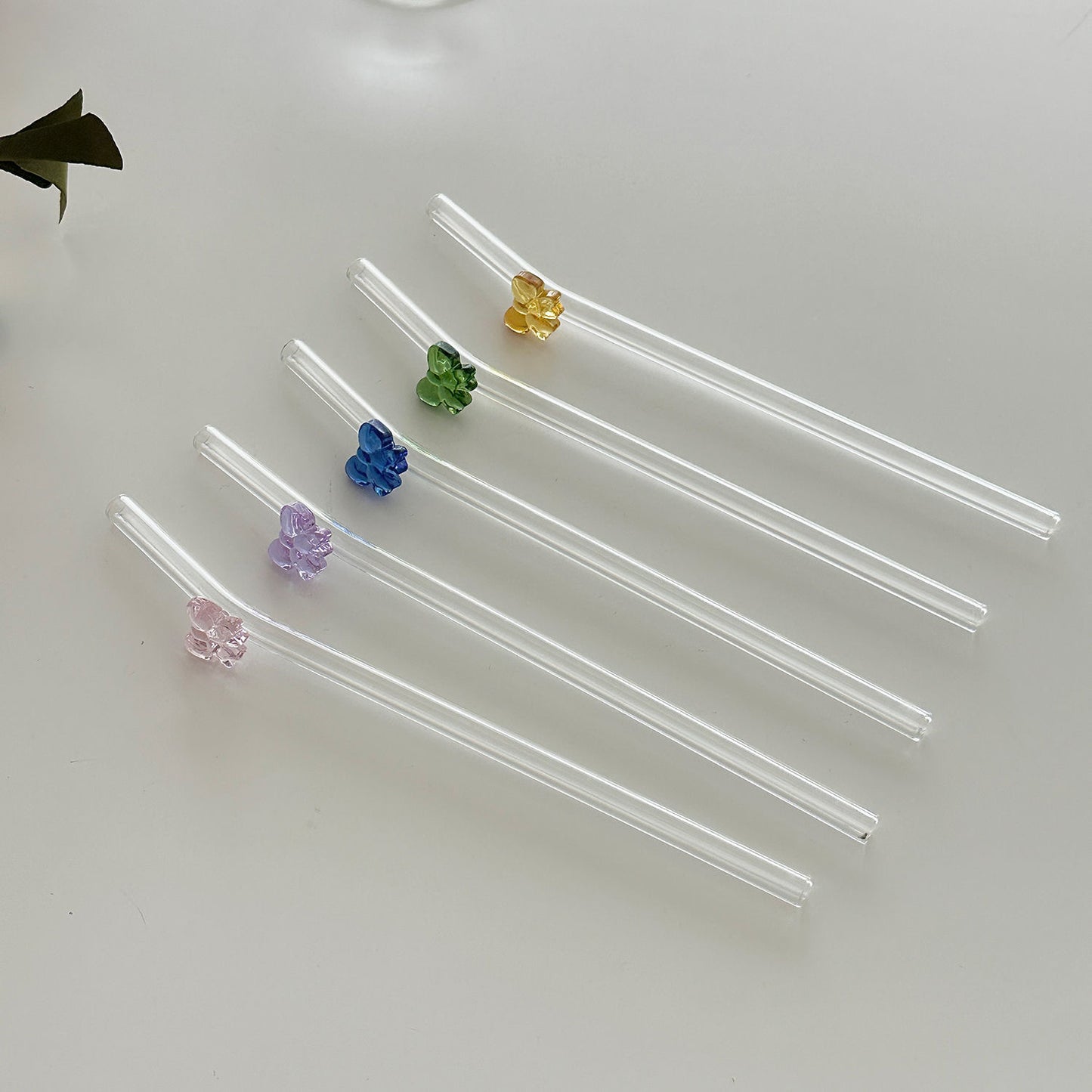 Coquette Bow Bent Glass Straws for Glass Cans
