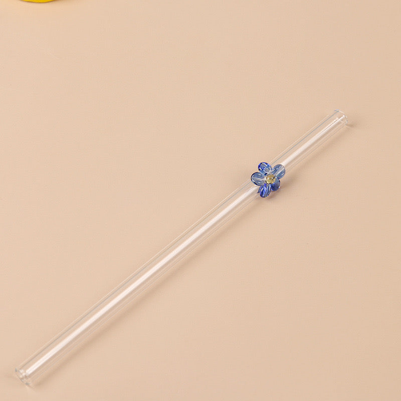 Flower Bent Glass Straws for Glass Cans