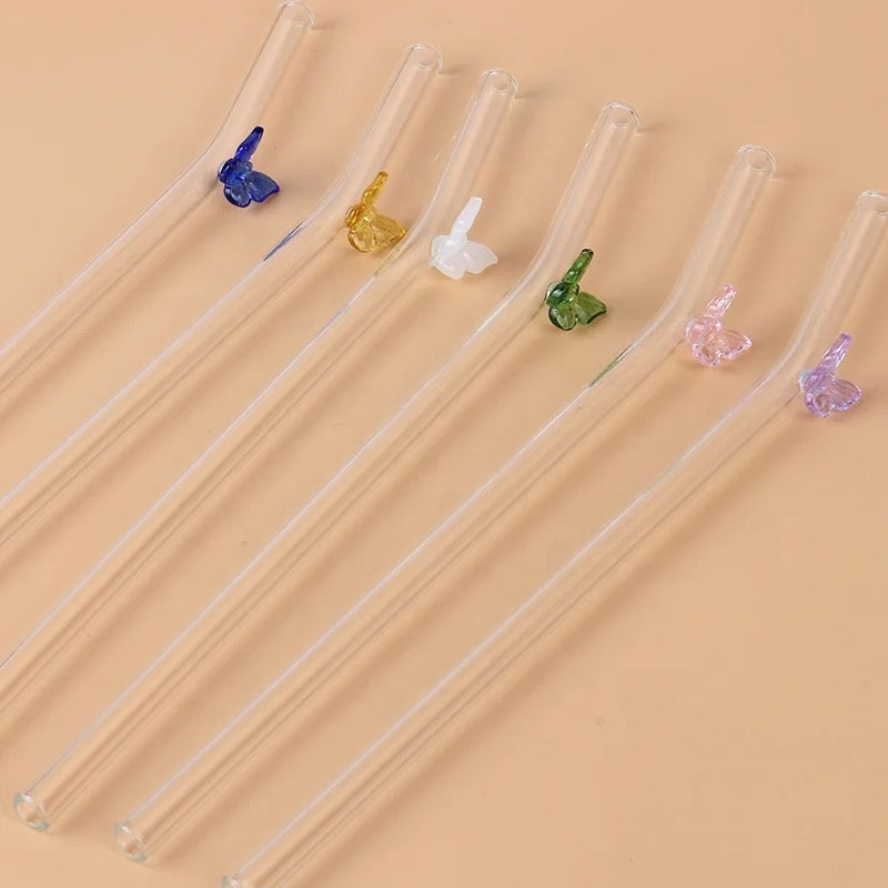 Butterfly Bent Glass Straws for Glass Cans