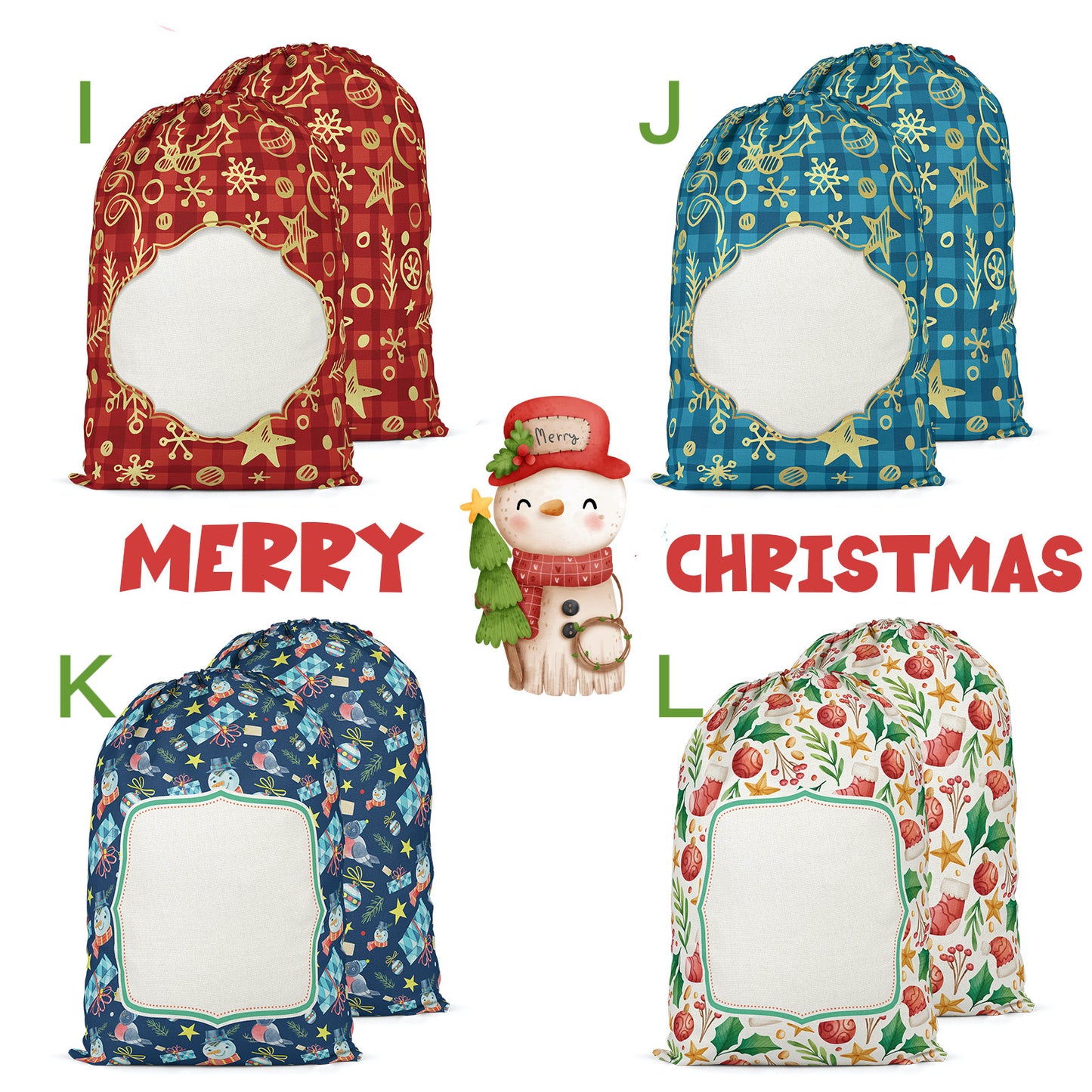 Color Christmas Santa Sack Sublimation Blanks