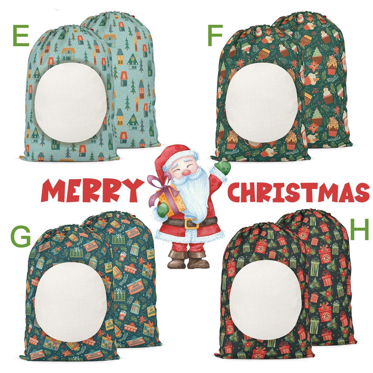 Color Christmas Santa Sack Sublimation Blanks