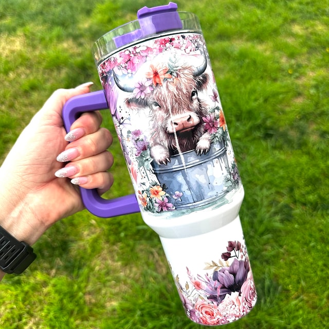 40oz Color Handle Car Tumblers Sublimation Blanks