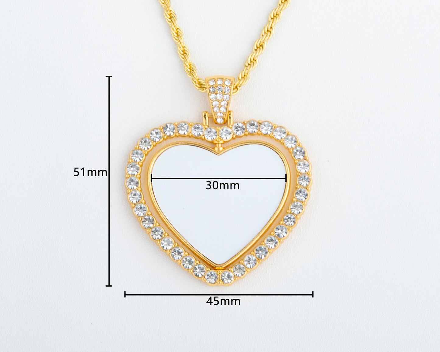 Heart Pendant Necklace Sublimation Blanks