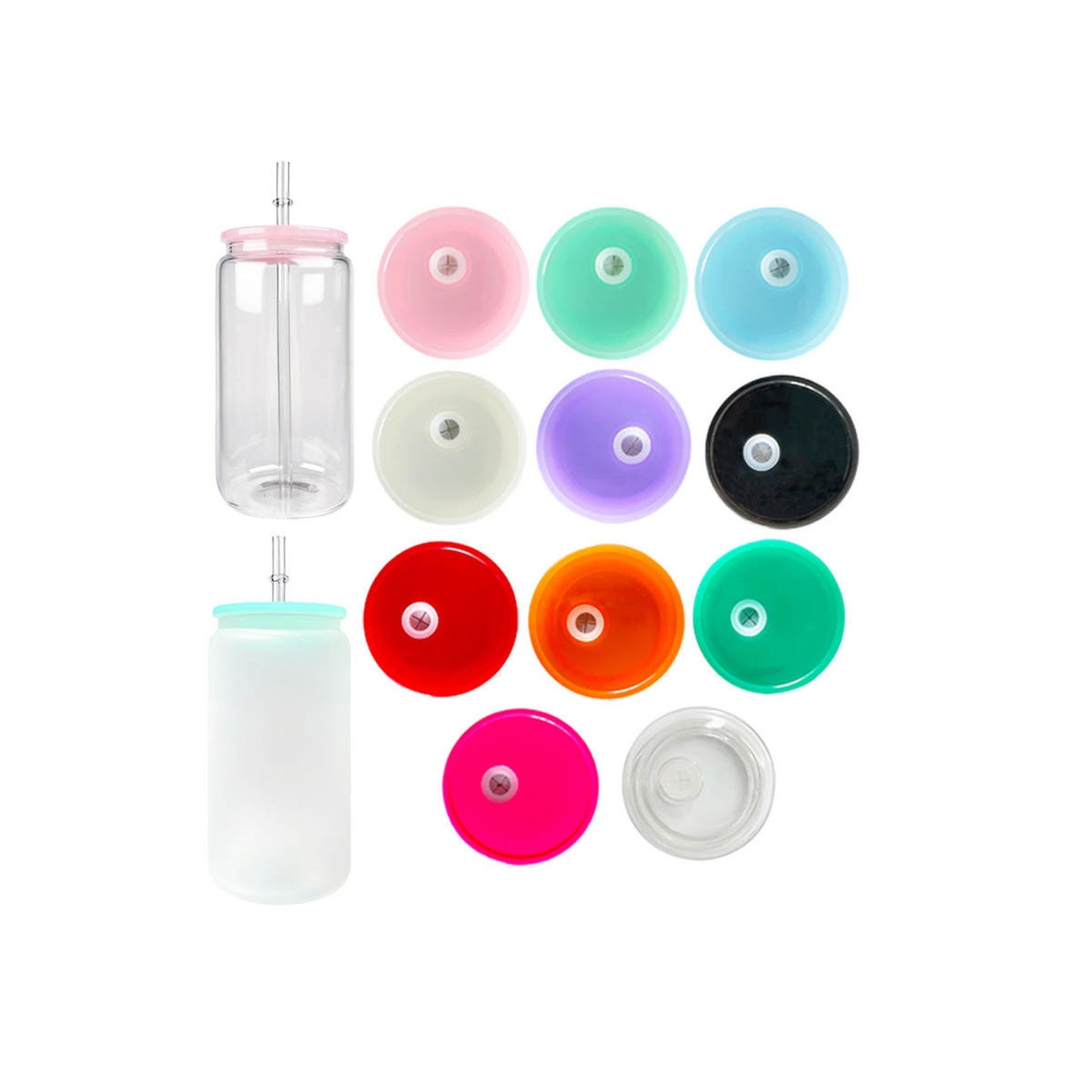 Acrylic Color Lids for 16oz Glass Can