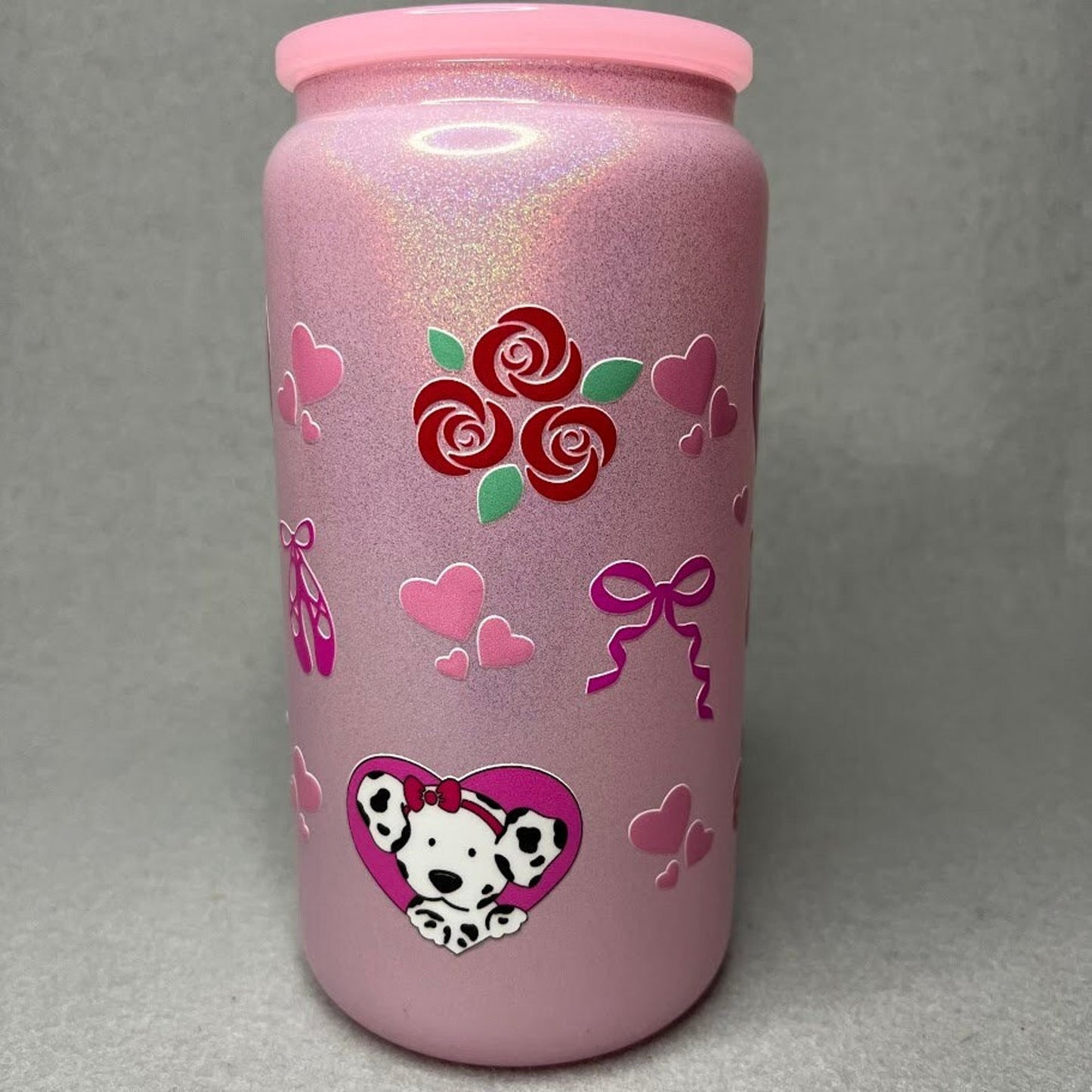 16oz Color Lids Glitter Shimmer Glass Cans Sublimation Blanks