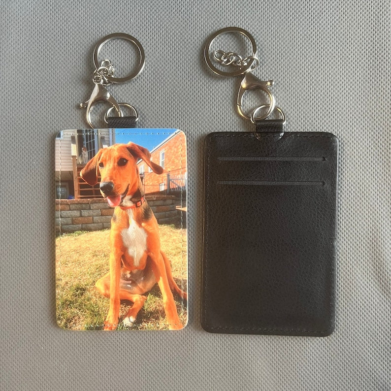 PU Leather Card Holder Keychains Sublimation Blanks