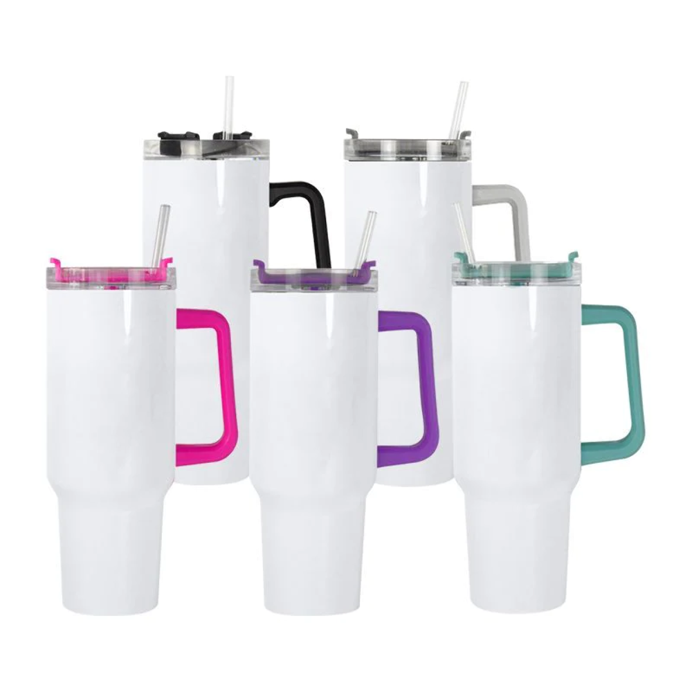 40oz Color Handle Car Tumblers Sublimation Blanks