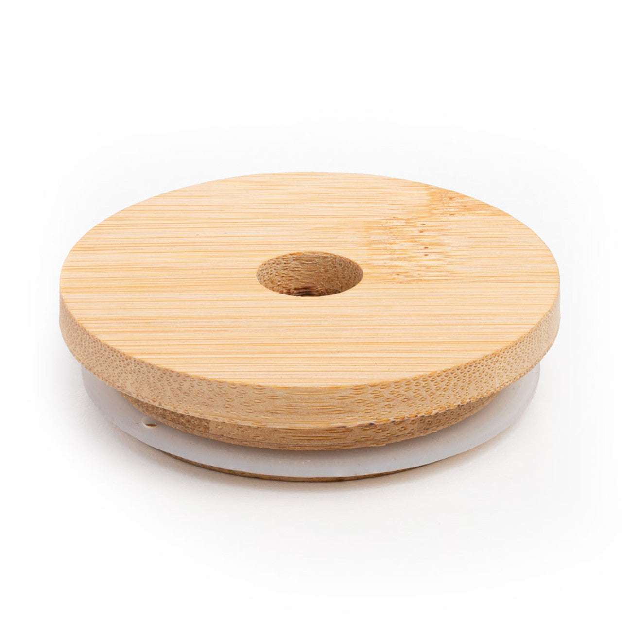 Replacement Bamboo Lids with Straw Hole for Glass Cans