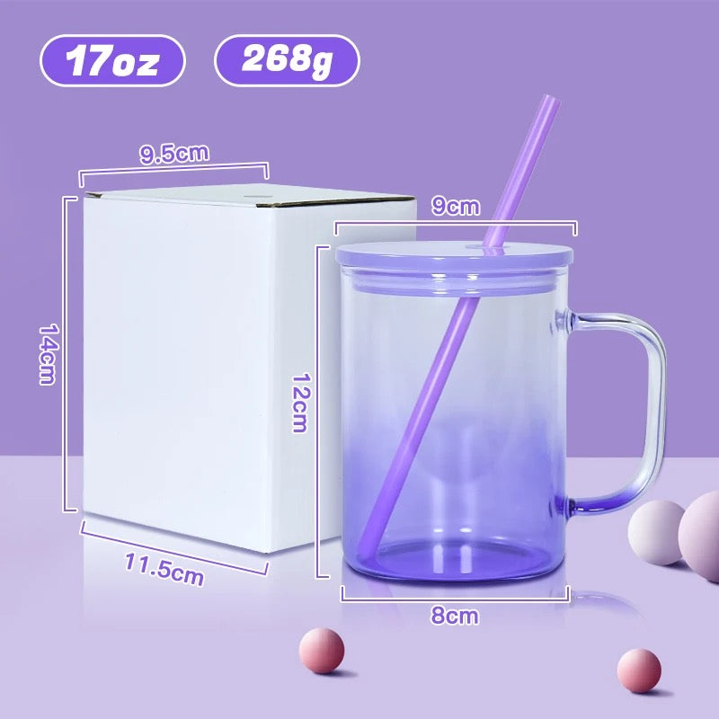 17oz Jelly Ombre Gradient Color Glass Mug Sublimation Blanks