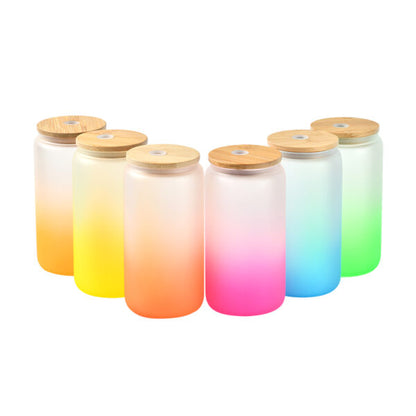 16oz Ombre Gradient Color Glass Cans Sublimation Blanks