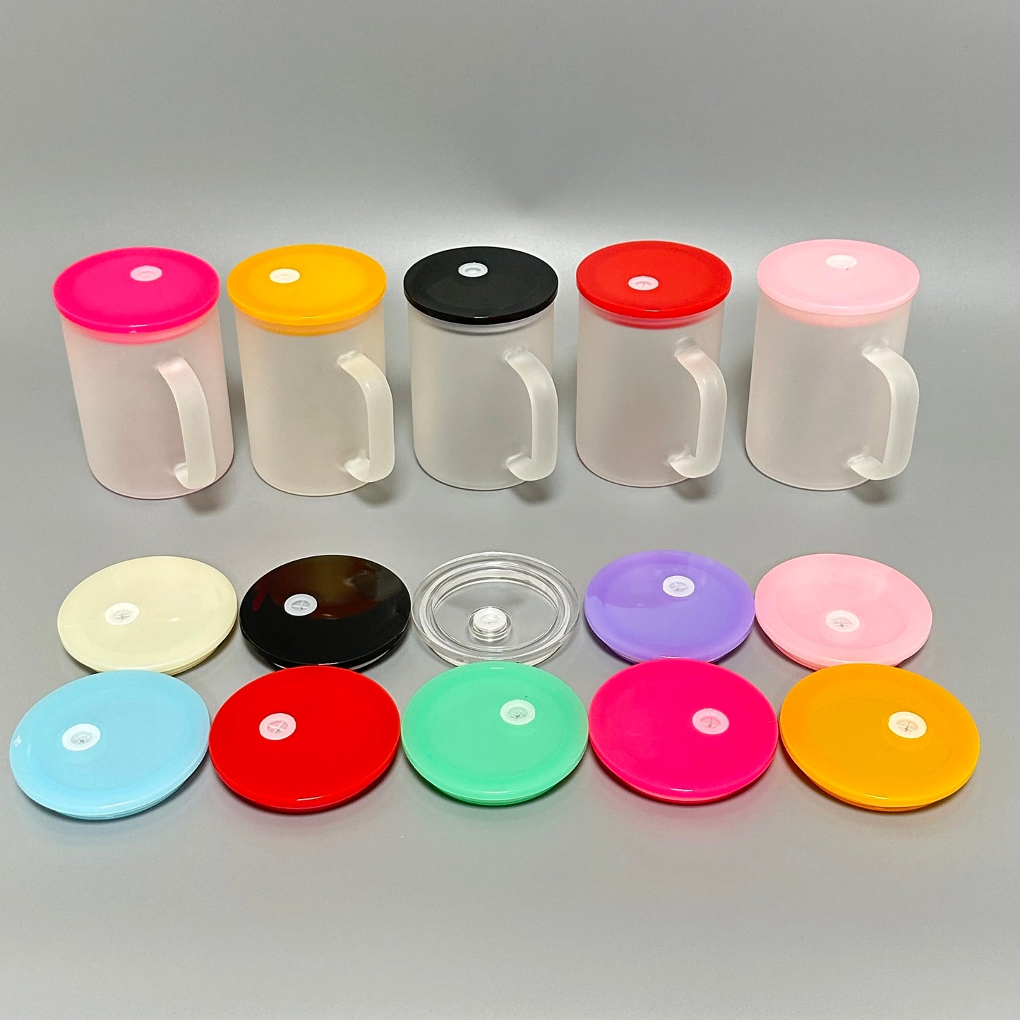 17oz Glass Mug with Color Lids Sublimation Blanks