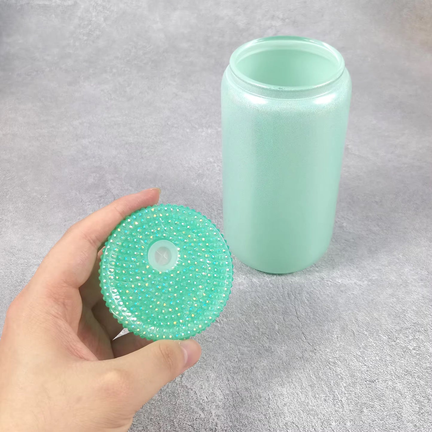 Rhinestone Bling Lids for 16oz Glass Can