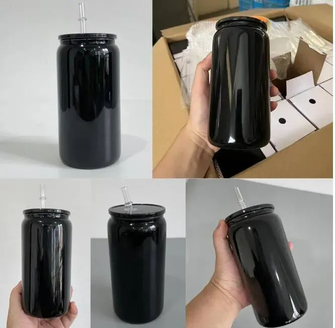 16oz Black Color Glass Can Sublimation Blanks