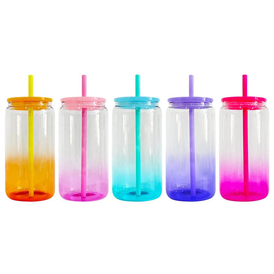 16oz Jelly Ombre Gradient Color Glass Cup Sublimation Blanks