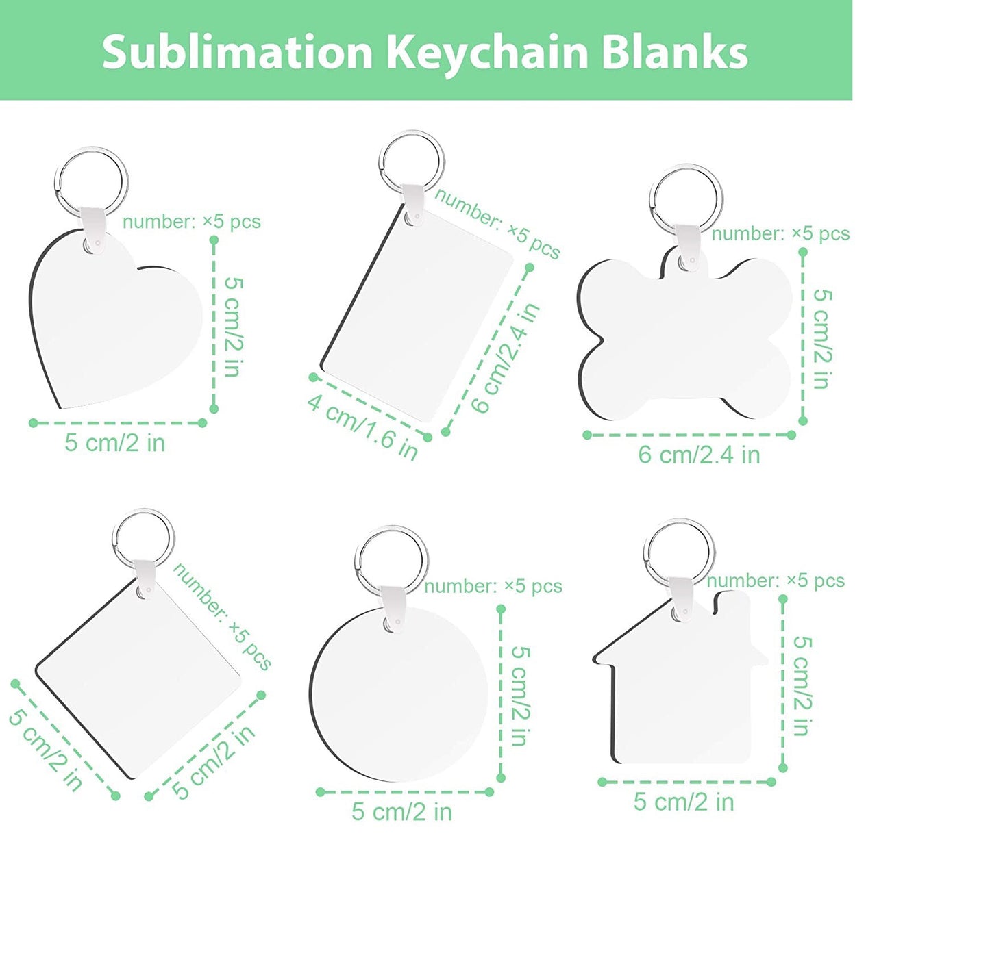 MDF Keychains Sublimation Blanks