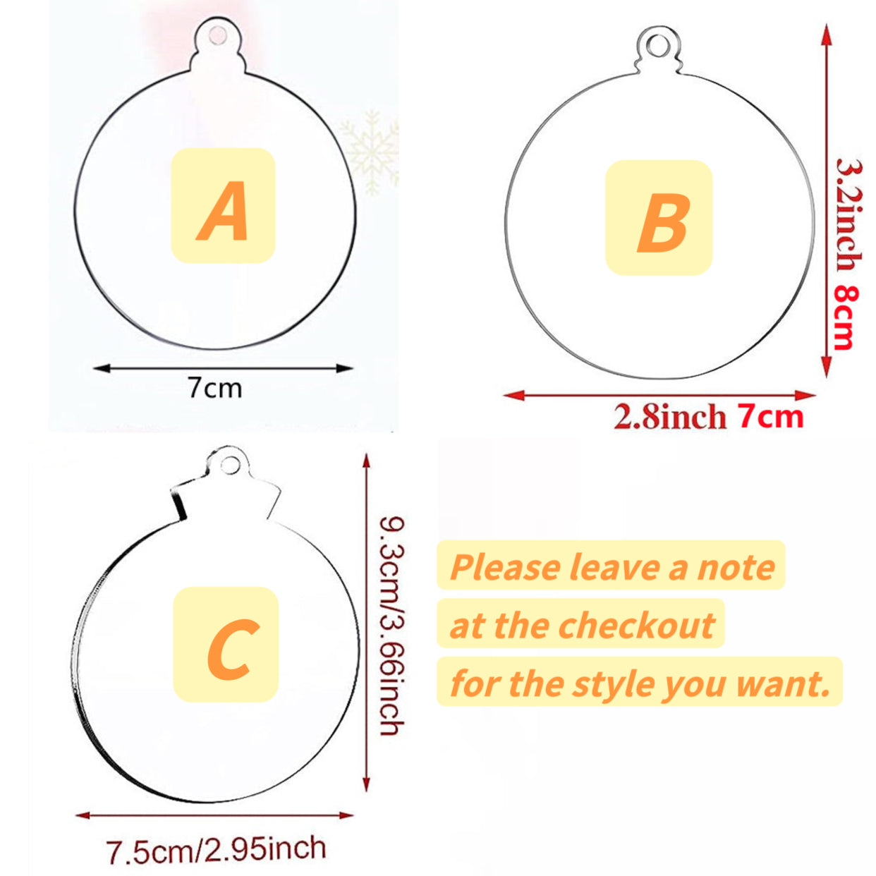 Transparent Acrylic Christmas Ornaments Blanks