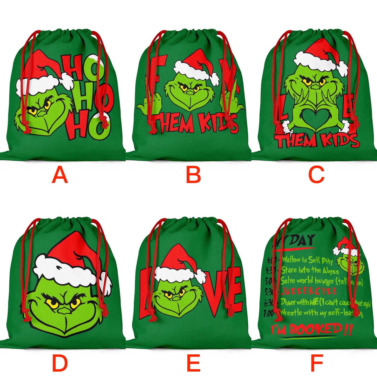 Grinch Christmas Santa Sack Gift Bag