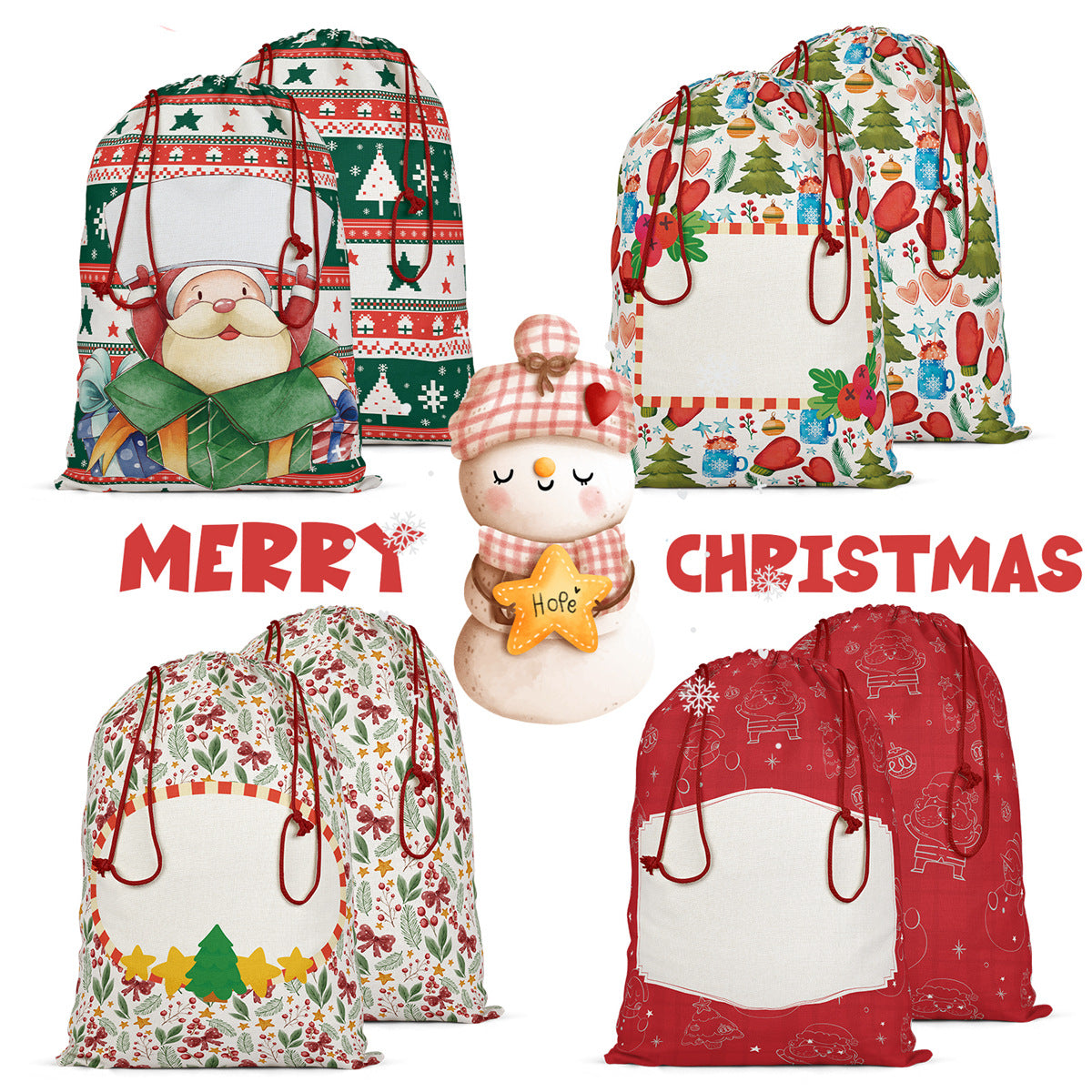 Color Christmas Santa Sack Sublimation Blanks