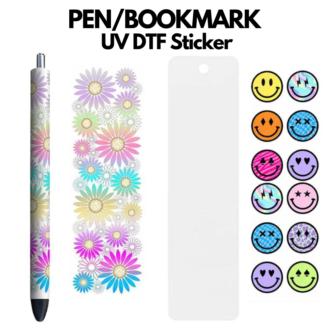 UV DTF Wraps for Bookmarks Pens Waterproof Decals