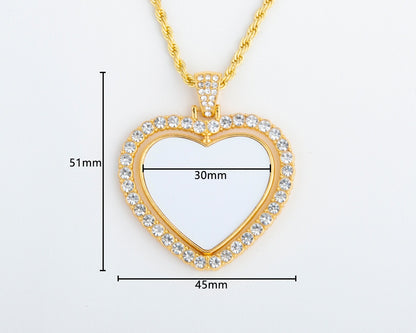 Heart Pendant Necklace Sublimation Blanks