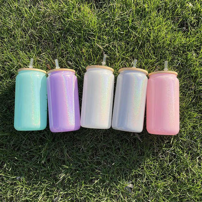 16oz Glitter Shimmer Color Glass Cans Sublimation Blanks