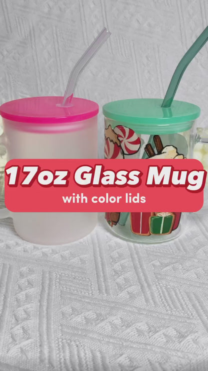 17oz Glass Mug with Color Lids Sublimation Blanks