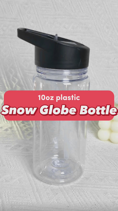 10oz Plastic Snow Globe Double Wall Kids Water Bottles
