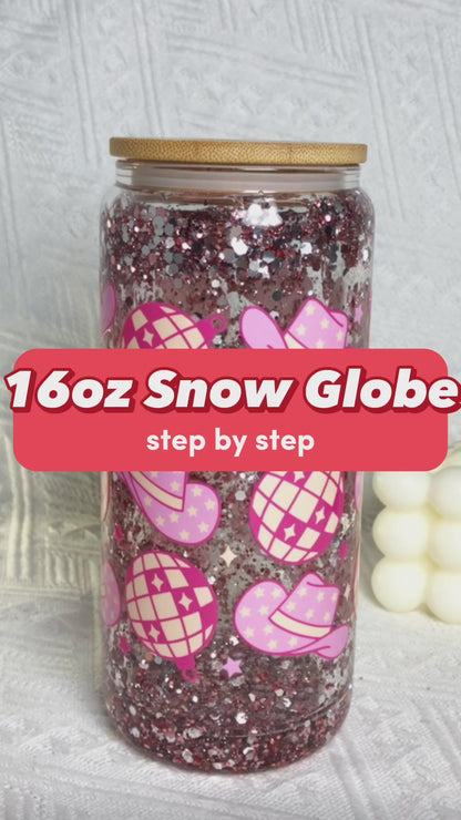 12oz/16oz/20oz Snow Globe Double Wall Glass Can Pre Drilled Sublimation Blanks