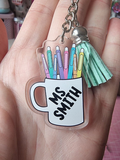 Flair Pens in Mug Acrylic Keychains Blanks