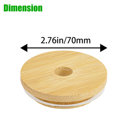 Replacement Bamboo Lids with Straw Hole for Glass Cans