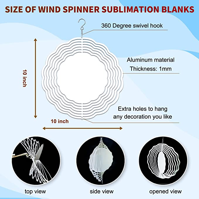 8/10 inches Wind Spinner Sublimation Blanks