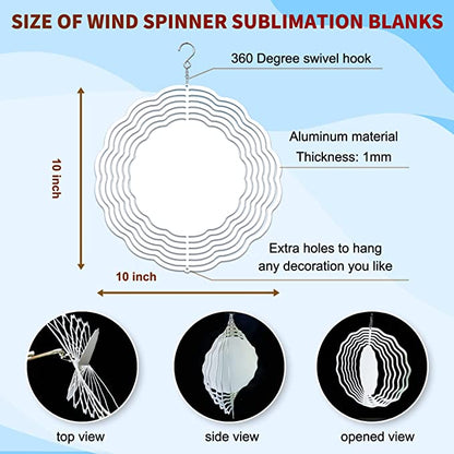 8/10 inches Wind Spinner Sublimation Blanks