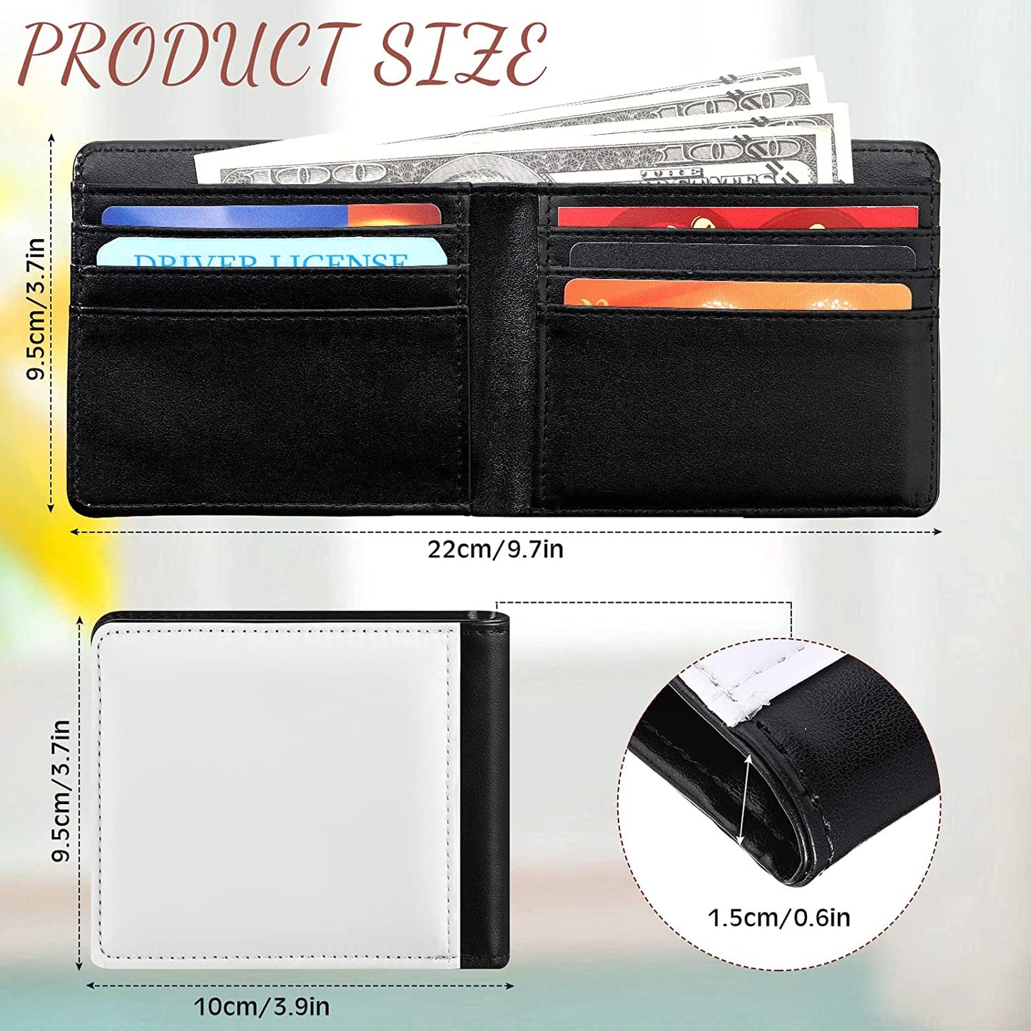 PU Faux Leather Men's Wallet Sublimation Blanks