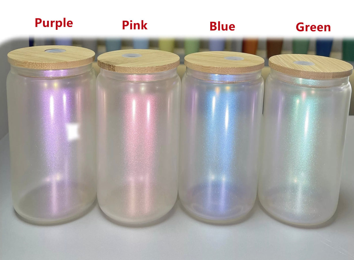 16oz Iridescent Glass Cans Sublimation Blanks