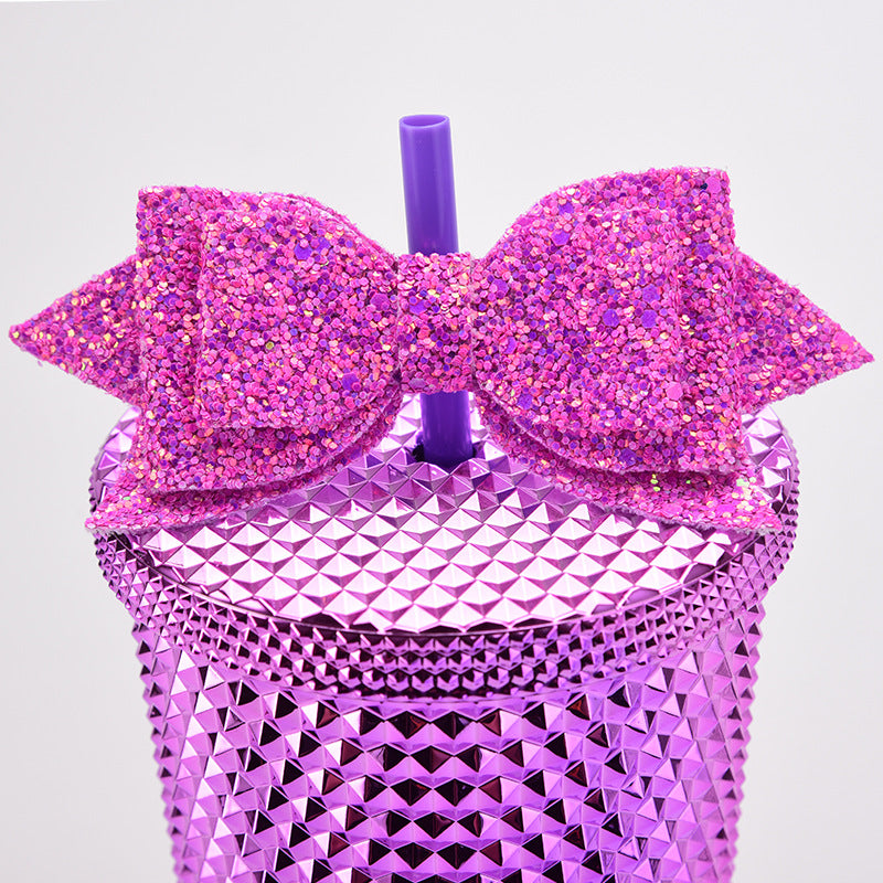 Glitter Bow Straw Toppers