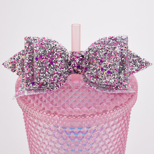 Glitter Bow Straw Toppers